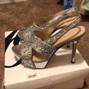 Nine West silver sparkly heels size 8
